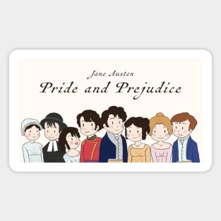 Cute Pride and Prejudice Couples Illustration Magnet